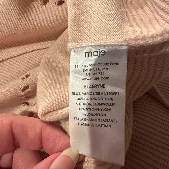 Maje Majeeryne Knit Fitted Lazer Mini Dress Light Pink Flare Ruffle - Picture 9 of 11